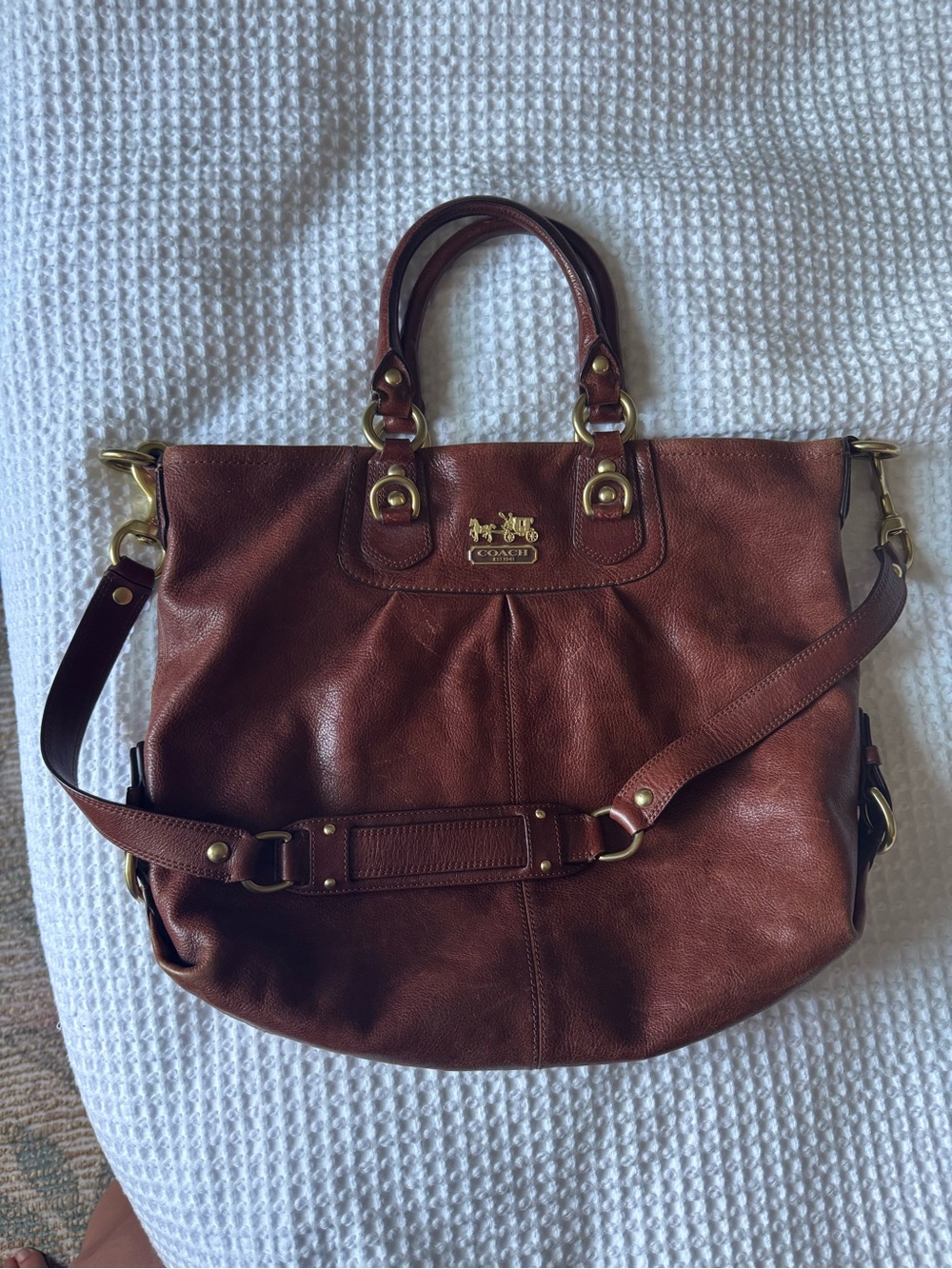 Coach Brown Leather Tote with Detachable Strap